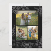 Elegant Black Christmas Greenery Wreath 4 Photo Ho Feestdagenkaart (Achterkant)