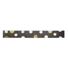 Elegant Black Classic Polka Dots and Metallics Satijnen Lint