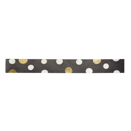 Elegant Black Classic Polka Dots and Metallics Satijnen Lint (Voorkant)