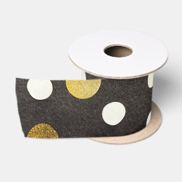 Elegant Black Classic Polka Dots and Metallics Satijnen Lint