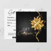 Elegant Black Classy Luminous Gold Round Bow Gift (Voorkant / Achterkant)