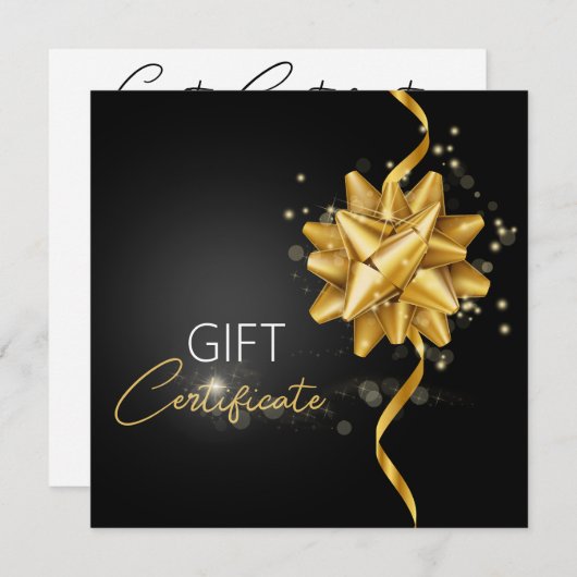 Elegant Black Classy Luminous Gold Round Bow Gift (Voorkant / Achterkant)