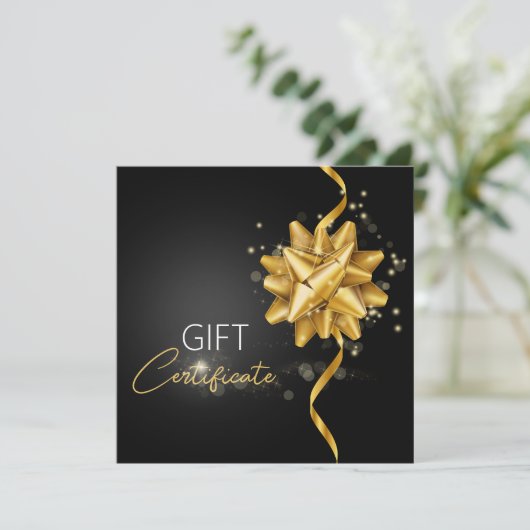 Elegant Black Classy Luminous Gold Round Bow Gift (Staand voorkant)