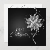 Elegant Black Classy Luminous Silver Bow-kaartje (Voorkant / Achterkant)