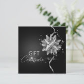 Elegant Black Classy Luminous Silver Bow-kaartje (Staand voorkant)
