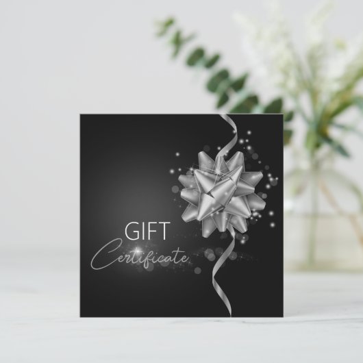 Elegant Black Classy Luminous Silver Bow-kaartje (Staand voorkant)