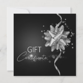 Elegant Black Classy Luminous Silver Bow-kaartje