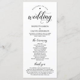 Elegant Black Classy Script, Wedding Ceremonie Programmakaart