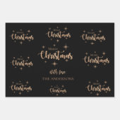 Elegant Black Copper Merry-kerstcitaat Gift Inpakpapier Vel (Voorkant)