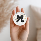 Elegant Black Coquette Bow Wildflowers Thank you Ronde Sticker