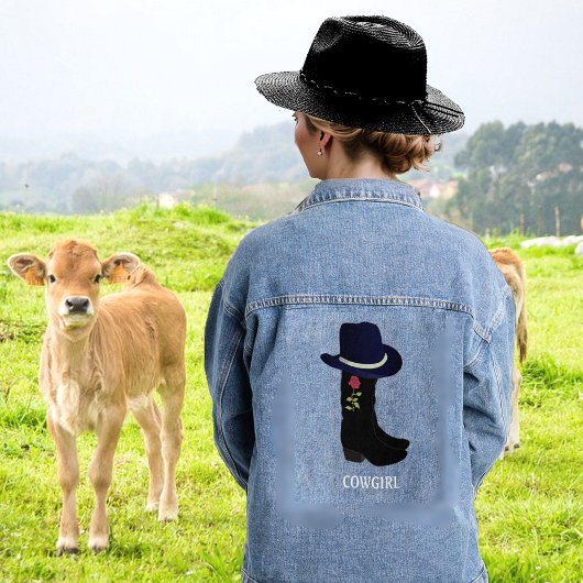 Elegant Black Country Pet en laarzen Denim Jacket