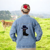 Elegant Black Country Pet en laarzen Denim Jacket