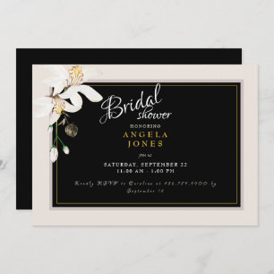 Elegant Black & Cream Bridal Shower Invitation Kaart
