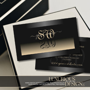 Elegant Black Cream Gradiënt Initialen Donkere sh Visitekaartje
