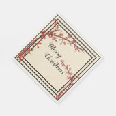 Elegant Black & Cream met Red Berries Kerstmis Servet (Hoek)