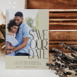 Elegant Black Cream Modern Typografie 3 Foto's Save The Date<br><div class="desc">Elegant Black en Cream Mid Century Modern Typografie Save the Date with Three Photo Collage</div>
