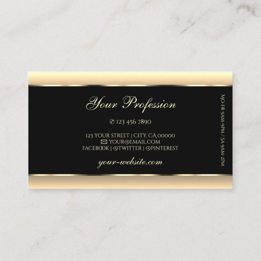 Elegant Black Cream Ombre Light Gold Decor Lijst Visitekaartje (Achterkant)