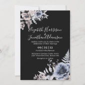 Elegant Black Cream Waterverf Floral Wedding Kaart (Voorkant)