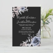 Elegant Black Cream Waterverf Floral Wedding Kaart (Staand voorkant)