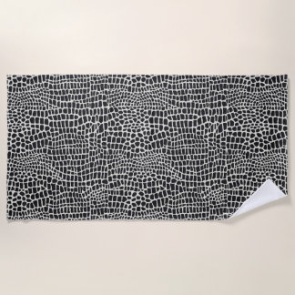 Elegant Black Crocodile Print Beach Towel Strandlaken