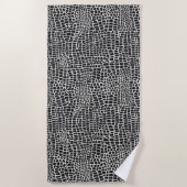 Elegant Black Crocodile Print Beach Towel Strandlaken (Voorkant)