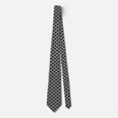 Elegant Black Cross Geometric Pattern op Grey Stropdas (Voorkant)