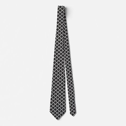Elegant Black Cross Geometric Pattern op Grey Stropdas (Voorkant)