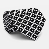 Elegant Black Cross Geometric Pattern op White Nec Stropdas (Opgerold)