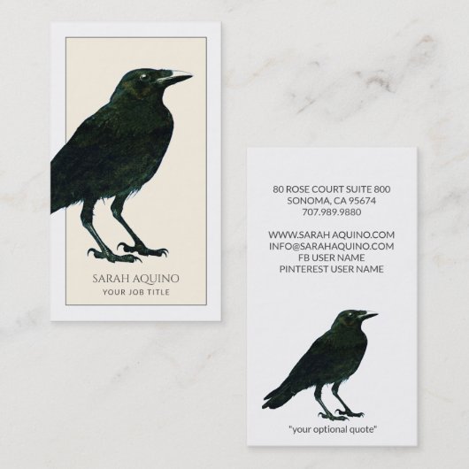 Elegant Black Crow Visitekaartje (Voorkant / Achterkant)