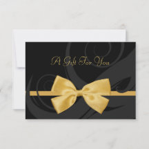 Elegant Black Curls Faux Gold Bow Cadeaubon