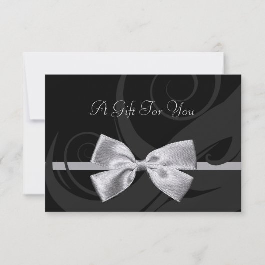 Elegant Black Curls Silver Bow Cadeaucertificaat (Voorkant)