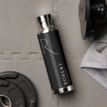 Elegant Black Custom Name & Monogram Water Flacon