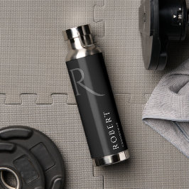 Elegant Black Custom Name & Monogram Water Flacon Waterfles