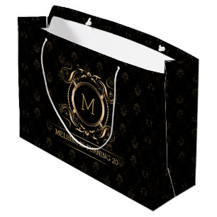 Elegant Black Damascus met Gold Lijst, gemiddeld c Groot Cadeauzakje