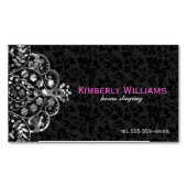 Elegant Black Damascus Silver Metallic  kant Magnetisch Visitekaartje (Voorkant)