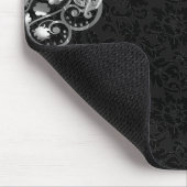 Elegant Black Damascus Silver Metallic kant Muismat (Hoek)