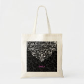 Elegant Black Damascus Silver Metallic  kant Tote Bag (Voorkant)