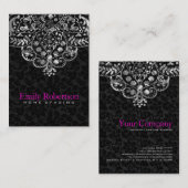 Elegant Black Damascus Silver Metallic kant Visitekaartje (Voorkant / Achterkant)