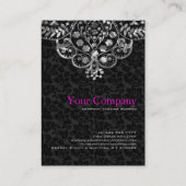 Elegant Black Damascus Silver Metallic kant Visitekaartje (Achterkant)