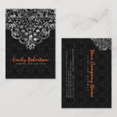 Elegant Black Damascus Silver Metallic kant Visitekaartje (Voorkant / Achterkant)