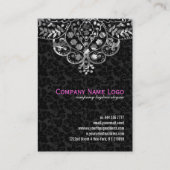 Elegant Black Damascus Silver Metallic  kant Visitekaartje (Achterkant)