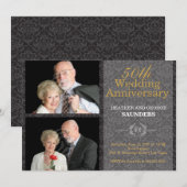 Elegant Black Damask 50th Wedding Jubileum (Voorkant / Achterkant)