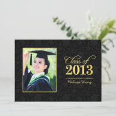 Elegant Black Damask and Gold Class of 2013 Kaart (Staand voorkant)