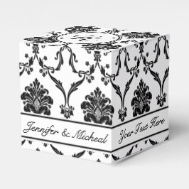 Elegant Black Damask-beerdoos met aangepaste naam Bedankdoosjes