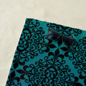 Elegant Black Damask Blauwgroen en Paars Ombre Strandlaken (In situ)