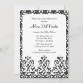Elegant Black Damask Bridal Shower Invitation Kaart (Voorkant)