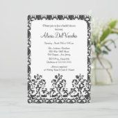 Elegant Black Damask Bridal Shower Invitation Kaart (Staand voorkant)