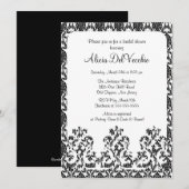 Elegant Black Damask Bridal Shower Invitation Kaart (Voorkant / Achterkant)
