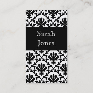 Elegant Black Damask Custom Visitekaartjes