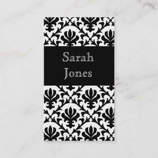 Elegant Black Damask Custom Visitekaartjes (Voorkant)